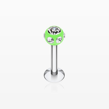 Aurora Gem UV Acrylic Ball Top Labret-Light Green/Clear